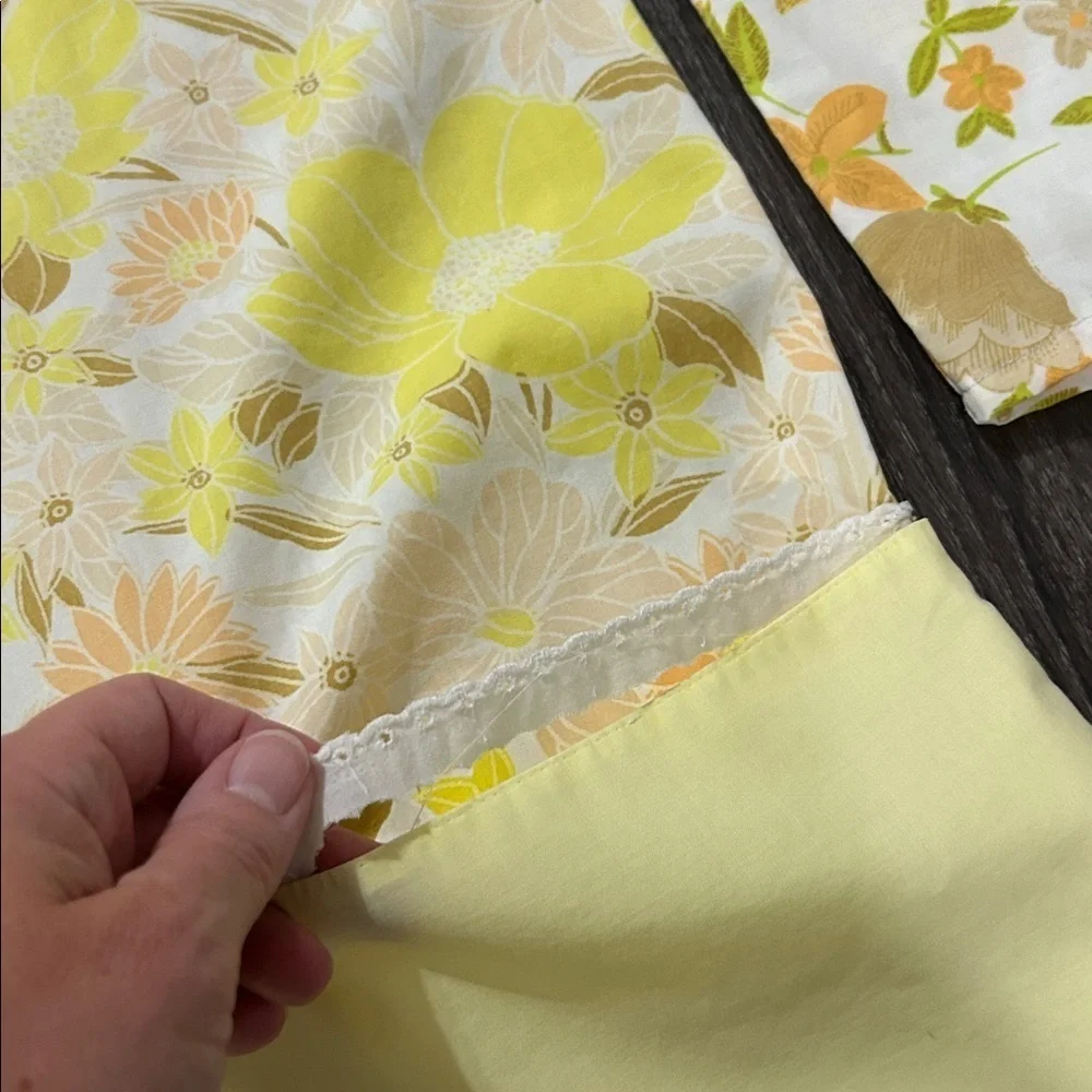 Vintage Springmaid Floral Pillowcase Set in Yellow and Cream
